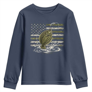 Flounder Fishing Camouflage American Flag Youth Sweatshirt Patriotic Flatfish Angler Gift Saltwater Fishing Lovers