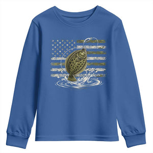 Flounder Fishing Camouflage American Flag Youth Sweatshirt Patriotic Flatfish Angler Gift Saltwater Fishing Lovers