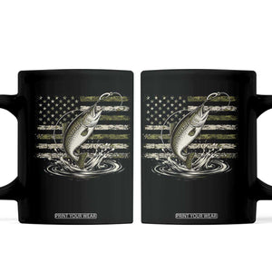Camouflage American Flag Trout Fishing Coffee Mug Patriotic Saltwater Angler Gift Sea Fishing Lovers