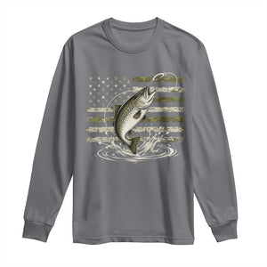Camouflage American Flag Trout Fishing Long Sleeve Shirt Patriotic Saltwater Angler Gift Sea Fishing Lovers