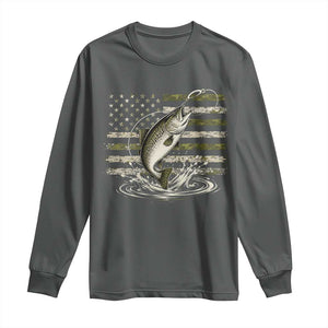 Camouflage American Flag Trout Fishing Long Sleeve Shirt Patriotic Saltwater Angler Gift Sea Fishing Lovers