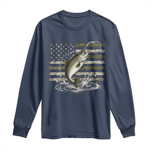 Camouflage American Flag Trout Fishing Long Sleeve Shirt Patriotic Saltwater Angler Gift Sea Fishing Lovers