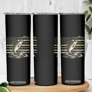 Camouflage American Flag Trout Fishing Skinny Tumbler Patriotic Saltwater Angler Gift Sea Fishing Lovers