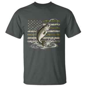 Camouflage American Flag Trout Fishing T Shirt Patriotic Saltwater Angler Gift Sea Fishing Lovers