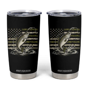 Camouflage American Flag Trout Fishing Tumbler Cup Patriotic Saltwater Angler Gift Sea Fishing Lovers