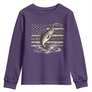 Camouflage American Flag Trout Fishing Youth Sweatshirt Patriotic Saltwater Angler Gift Sea Fishing Lovers