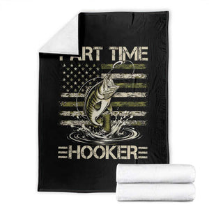Part Time Hooker Throw Blanket Retro Funny Fishing Camouflage Camo US Flag