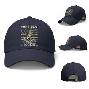 Part Time Hooker Baseball Cap Retro Funny Fishing Camouflage Camo US Flag