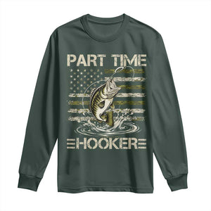 Part Time Hooker Long Sleeve Shirt Retro Funny Fishing Camouflage Camo US Flag
