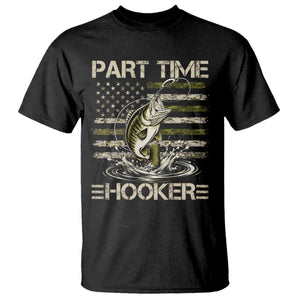 Part Time Hooker T Shirt Retro Funny Fishing Camouflage Camo US Flag