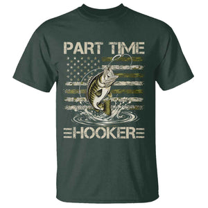 Part Time Hooker T Shirt Retro Funny Fishing Camouflage Camo US Flag