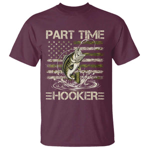 Part Time Hooker T Shirt Retro Funny Fishing Camouflage Camo US Flag