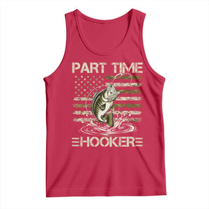 Part Time Hooker Tank Top Retro Funny Fishing Camouflage Camo US Flag