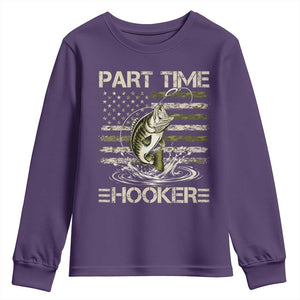 Part Time Hooker Youth Sweatshirt Retro Funny Fishing Camouflage Camo US Flag