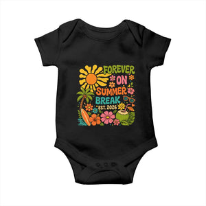 Retired Teacher Gift Baby Onesie Forever On Summer Break Retirement 2026 Vintage Flower Graphic TS10 Black Print Your Wear