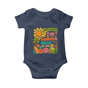 Retired Teacher Gift Baby Onesie Forever On Summer Break Retirement 2026 Vintage Flower Graphic TS10 Navy Print Your Wear