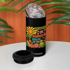 Retired Teacher Gift 4 in 1 Can Cooler Tumbler Forever On Summer Break Retirement 2026 Vintage Flower Graphic TS10 Print Your Wear