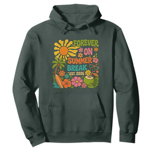 Retired Teacher Gift Hoodie Forever On Summer Break Retirement 2026 Vintage Flower Graphic TS10 Dark Forest Green Print Your Wear