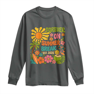 Retired Teacher Gift Long Sleeve Shirt Forever On Summer Break Retirement 2026 Vintage Flower Graphic TS10 Dark Heather Print Your Wear