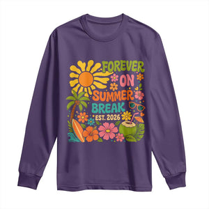 Retired Teacher Gift Long Sleeve Shirt Forever On Summer Break Retirement 2026 Vintage Flower Graphic TS10 Purple Print Your Wear