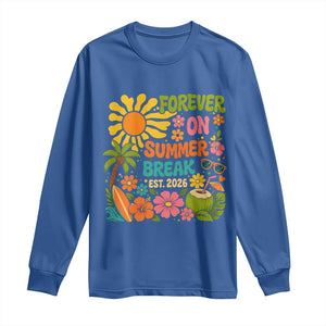 Retired Teacher Gift Long Sleeve Shirt Forever On Summer Break Retirement 2026 Vintage Flower Graphic TS10 Royal Blue Print Your Wear