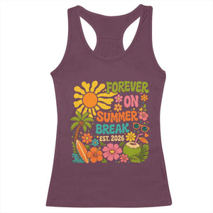 Retired Teacher Gift Racerback Tank Top Forever On Summer Break Retirement 2026 Vintage Flower Graphic TS10 Maroon Print Your Wear