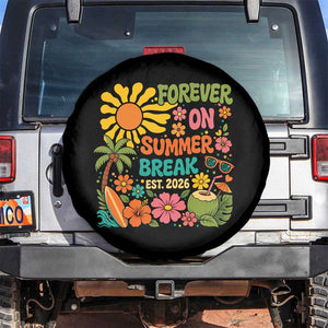 Retired Teacher Gift Spare Tire Cover Forever On Summer Break Retirement 2026 Vintage Flower Graphic TS10 No hole Black Print Your Wear
