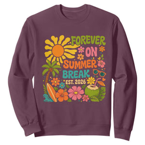 Retired Teacher Gift Sweatshirt Forever On Summer Break Retirement 2026 Vintage Flower Graphic TS10 Maroon Print Your Wear