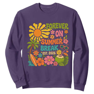 Retired Teacher Gift Sweatshirt Forever On Summer Break Retirement 2026 Vintage Flower Graphic TS10 Purple Print Your Wear