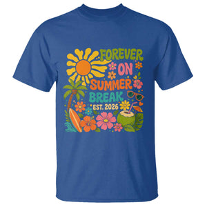 Retired Teacher Gift T Shirt Forever On Summer Break Retirement 2026 Vintage Flower Graphic TS10 Royal Blue Print Your Wear