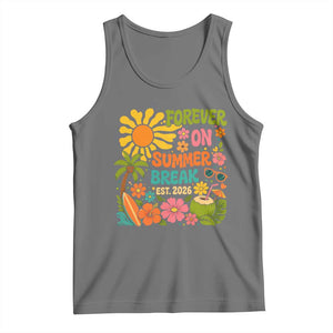 Retired Teacher Gift Tank Top Forever On Summer Break Retirement 2026 Vintage Flower Graphic TS10 Black Heather Print Your Wear