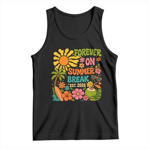 Retired Teacher Gift Tank Top Forever On Summer Break Retirement 2026 Vintage Flower Graphic TS10 Black Print Your Wear