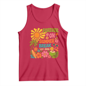 Retired Teacher Gift Tank Top Forever On Summer Break Retirement 2026 Vintage Flower Graphic TS10 Red Print Your Wear