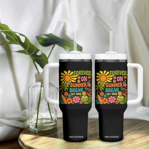 Retired Teacher Gift Tumbler With Handle Forever On Summer Break Retirement 2026 Vintage Flower Graphic TS10 Print Your Wear