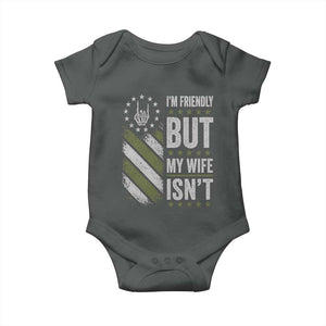 Im Friendly But My Wife Isnt Funny Husband Baby Onesie Vintage American Flag
