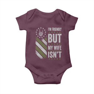 Im Friendly But My Wife Isnt Funny Husband Baby Onesie Vintage American Flag