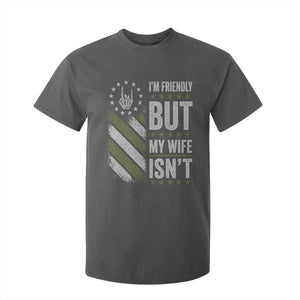 Im Friendly But My Wife Isnt Funny Husband T Shirt For Kid Vintage American Flag