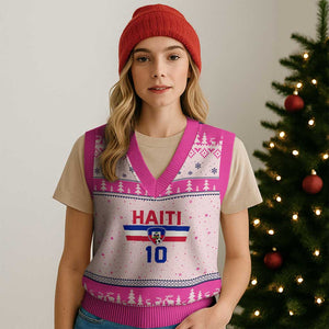 Haiti Haitian Flag V-Neck Knit Sweater Vest Proud Haitienne Cheer Country Favorite Spirit Game Caribbean Souvenir
