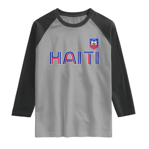 Haiti Flag Crest Raglan Shirt Haitian Pride National Heritage Patriotic Graphic