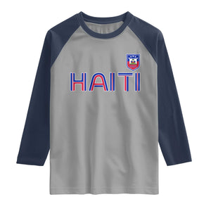 Haiti Flag Crest Raglan Shirt Haitian Pride National Heritage Patriotic Graphic