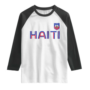 Haiti Flag Crest Raglan Shirt Haitian Pride National Heritage Patriotic Graphic