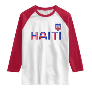 Haiti Flag Crest Raglan Shirt Haitian Pride National Heritage Patriotic Graphic
