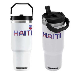 Haiti Flag Crest Flip Straw Tumbler Haitian Pride National Heritage Patriotic Graphic
