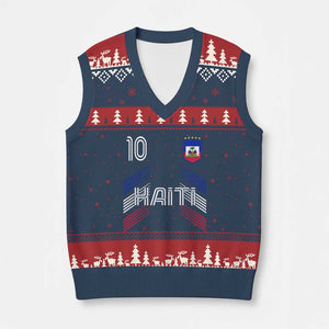 Haiti Soccer V-Neck Knit Sweater Vest Haitian Football Fan Pride National Team Support Graphic