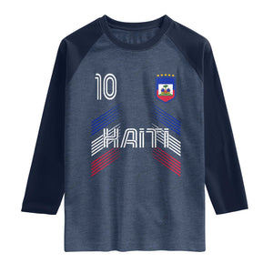 Haiti Soccer Raglan Shirt Haitian Football Fan Pride National Team Support Graphic