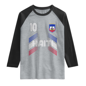 Haiti Soccer Raglan Shirt Haitian Football Fan Pride National Team Support Graphic