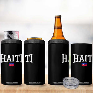 Haiti Haitian Flag Caribbean Souvenir 4 in 1 Can Cooler Tumbler Vintage Varsity Sports