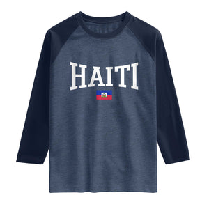Haiti Haitian Flag Caribbean Souvenir Raglan Shirt Vintage Varsity Sports