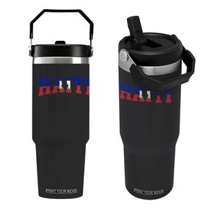 Vintage Haiti Flip Straw Tumbler Varsity Haitian Flag Classic Haitian Pride College Style