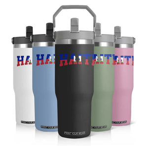 Vintage Haiti Flip Straw Tumbler Varsity Haitian Flag Classic Haitian Pride College Style